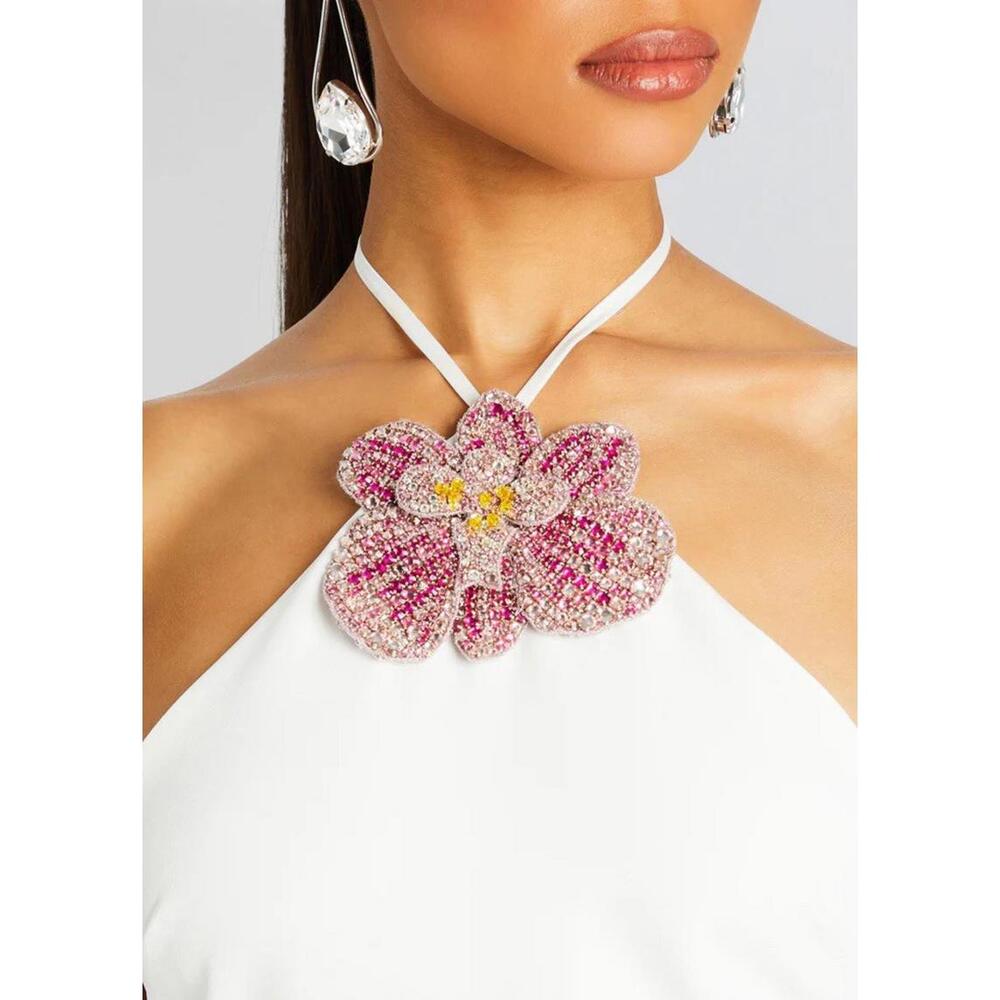 NWT $998 Retrofete Lexie Crystal Floral Wedding Bridal White Beaded Midi Small - Picture 9 of 10